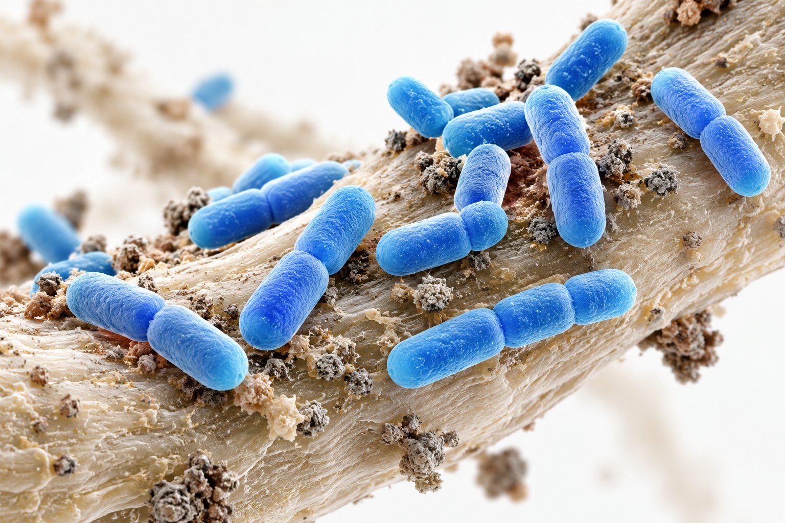 Mavi çubuk şeklinde Bacillus bakterileri yakın görünüm